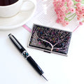 2-Piece Set: Mother of Pearl Business Card Case N Gift Pen