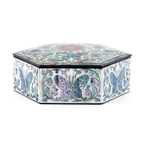 ArabesqueButterfly Small Hexagon Box (Black)