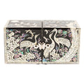 Crane & Pine Cloud Pattern Border Double Lidded Mother of Pearl Jewelry Box (Small, Glossy, Oh Myung-ho)