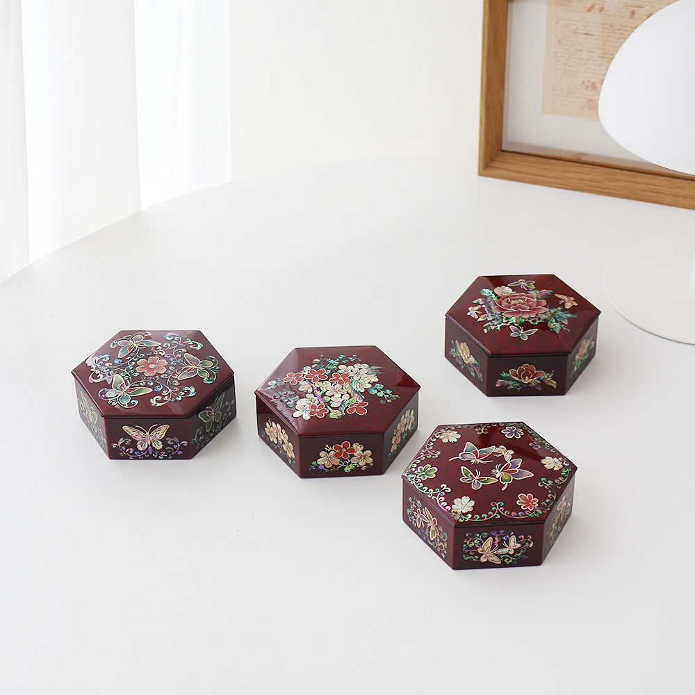 Premium Najeonchilgi Stacked Box Hexagonal Box Small Mother of Pearl Jewelry Box