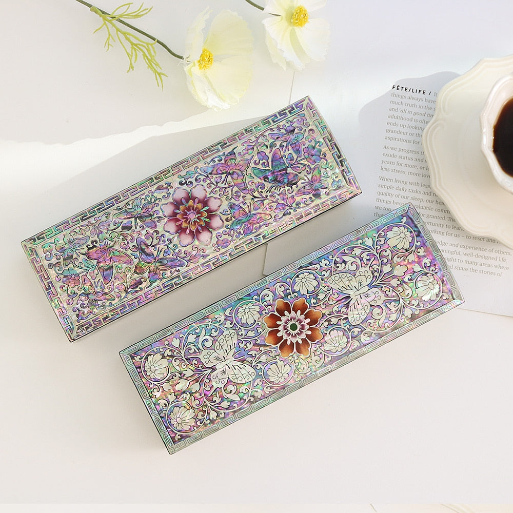 Najeonchilgi Butterfly Flower Arabesque Mother of Pearl Pen Case Korean