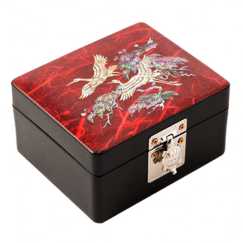 Red Crane & Pine - Hanji Turtle Jewelry Box