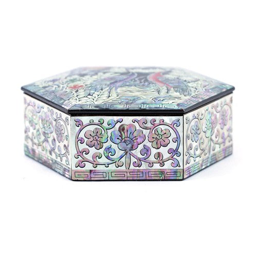 ArabesqueCrane Small Hexagon Box (Black)