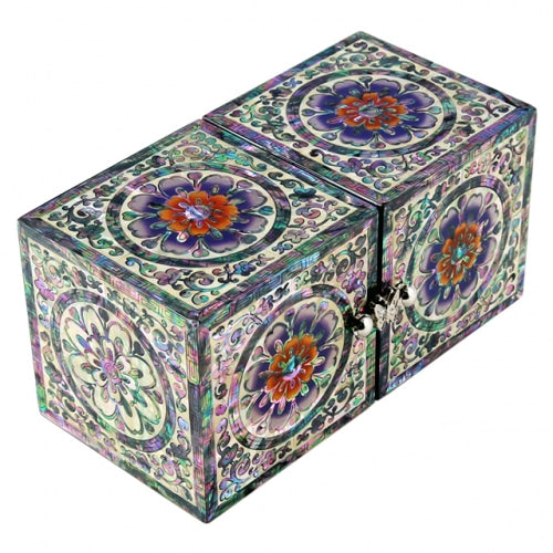 Round Arabesque Flower Double Lidded Jewelry Box - Oh Myung-ho