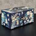 Four Gracious Plants Hanji Double Lidded Mother of Pearl Jewelry Box (Small, Glossy, Blue)