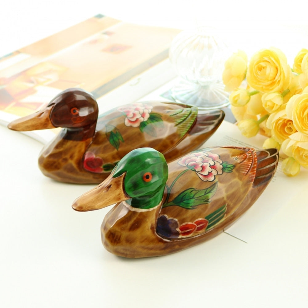 Premium Peony Duck Set (Medium) Wood Carved Wedding Pyebaek Box Dragon