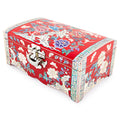 Peony Straight Rounded Mother of Pearl Jewelry Box (No. 8, Red)