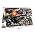Mother of Pearl Business Card Case & Ballpoint Pen Set, White Tiger