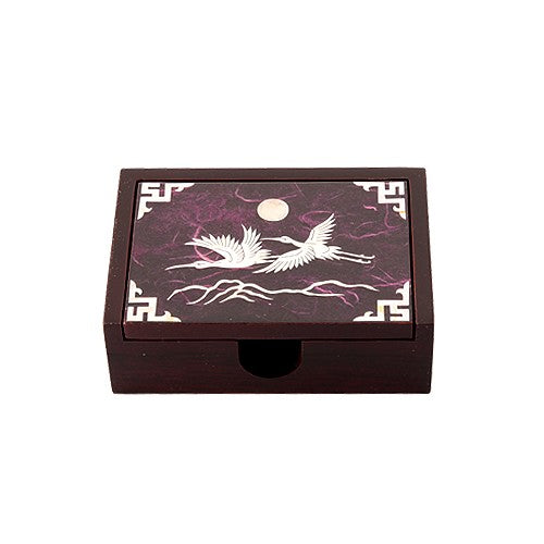 Hanji Mother-of-Pearl Business Card Box — Cloud & Crane — Purple