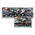 Glossy Najeon Chilgi Pine & Crane Business Card and Pen Holder Set - OF0233