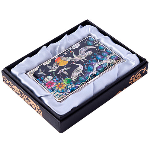 Medium Najeon Chilgi Mother of Pearl Business Card Case — Pine & Crane - OF0112