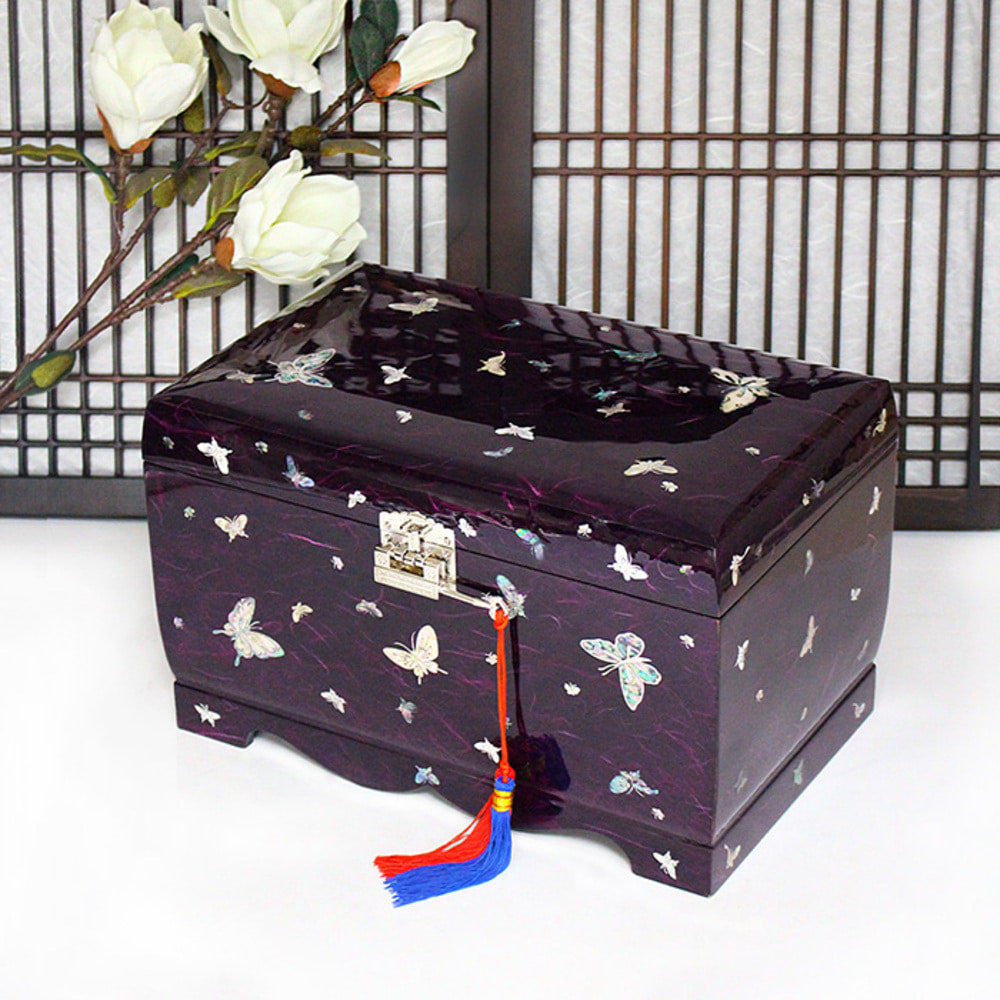 Hanji Mother of Pearl Butterfly Saju Wedding Box Najeon Jewelry Box (Purple)D Jewelry Box Yedan Wedding Gift Box