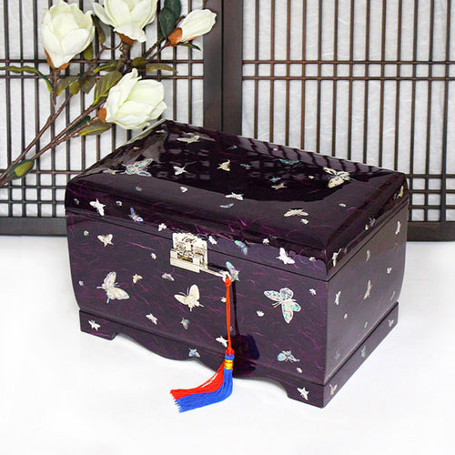 Hanji Mother of Pearl Butterfly Saju Wedding Box Najeon Jewelry Box (Purple)D Jewelry Box Yedan Wedding Gift Box