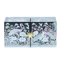 Glossy Crane & Pine Double Lidded Jewelry Box (Black) Small