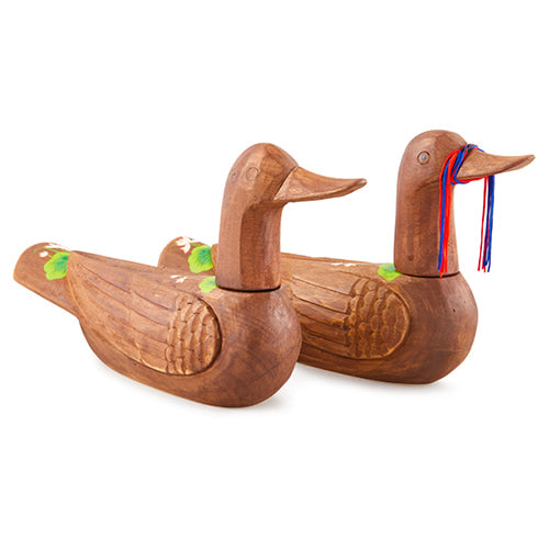 Large Wooden Mandarin Duck — Lotus - DE0141