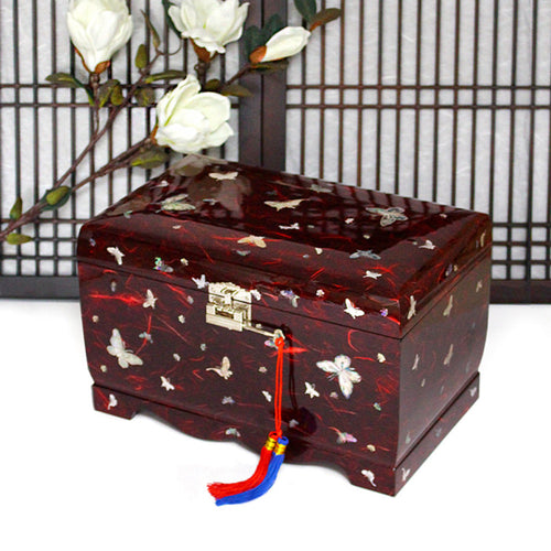 Hanji Mother of Pearl Butterfly Saju Wedding Box Najeon Jewelry Box (Red)D Jewelry Box Yedan Wedding Gift Box