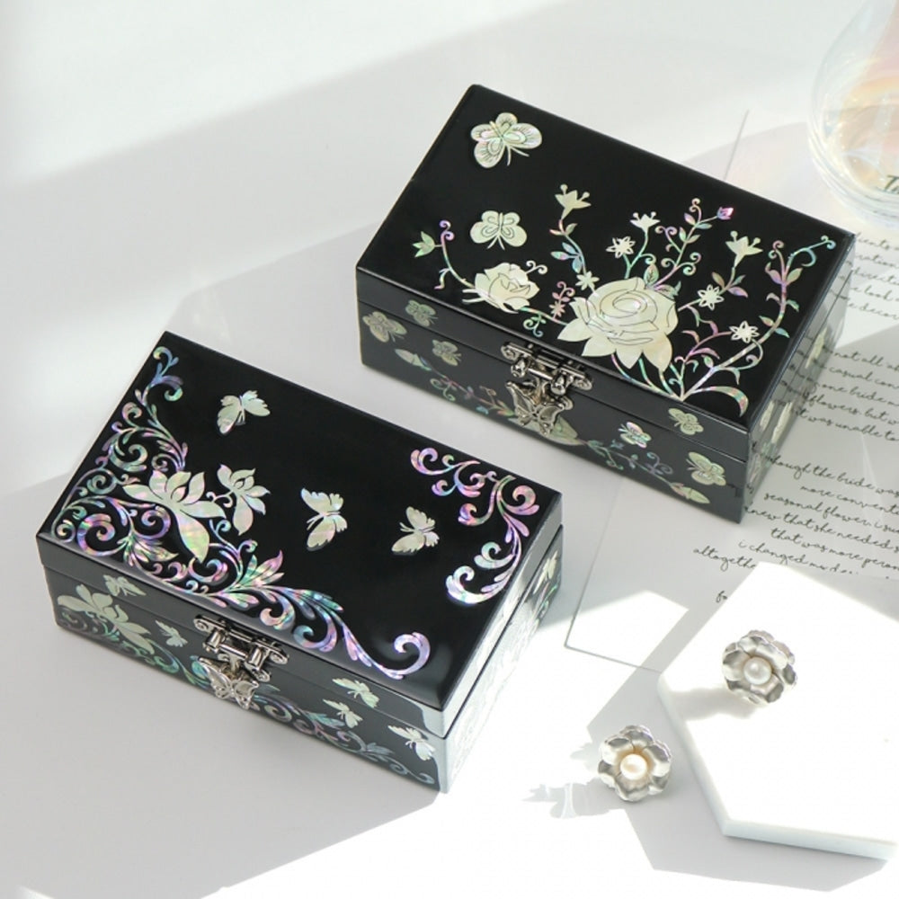 Premium Najeonchilgi Mother of Pearl Jewelry Box (Large) Jewelry Box Keepsake Ring Box (Master Artisan Jang Tae-bok)