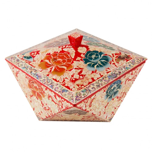 Peony Polygonal Knob Multi-Purpose Box (Red)