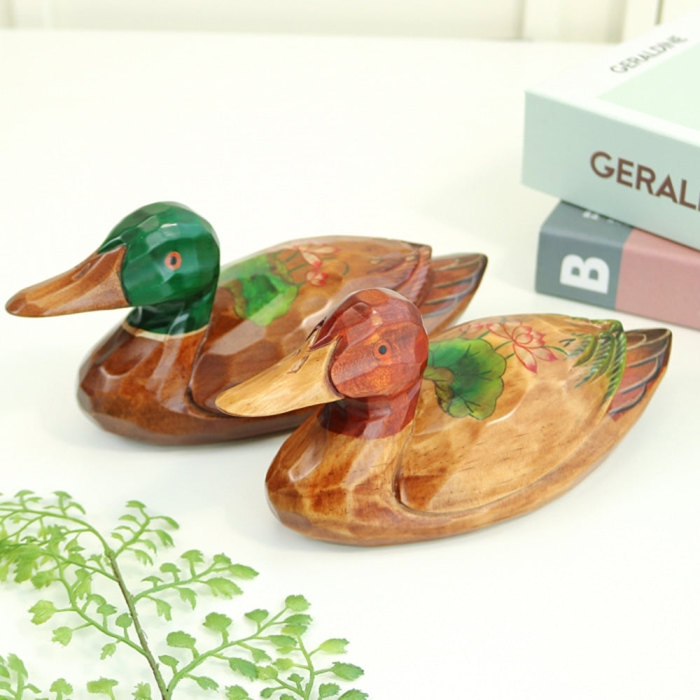 Premium Lotus Duck Set (Medium) Wood Carved Wedding Pyebaek Box Dragon