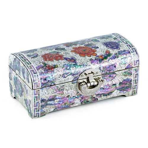 Peony Flower Round Shape 2-Tier Left Jewelry Box (Small)- by Oh Myung-ho