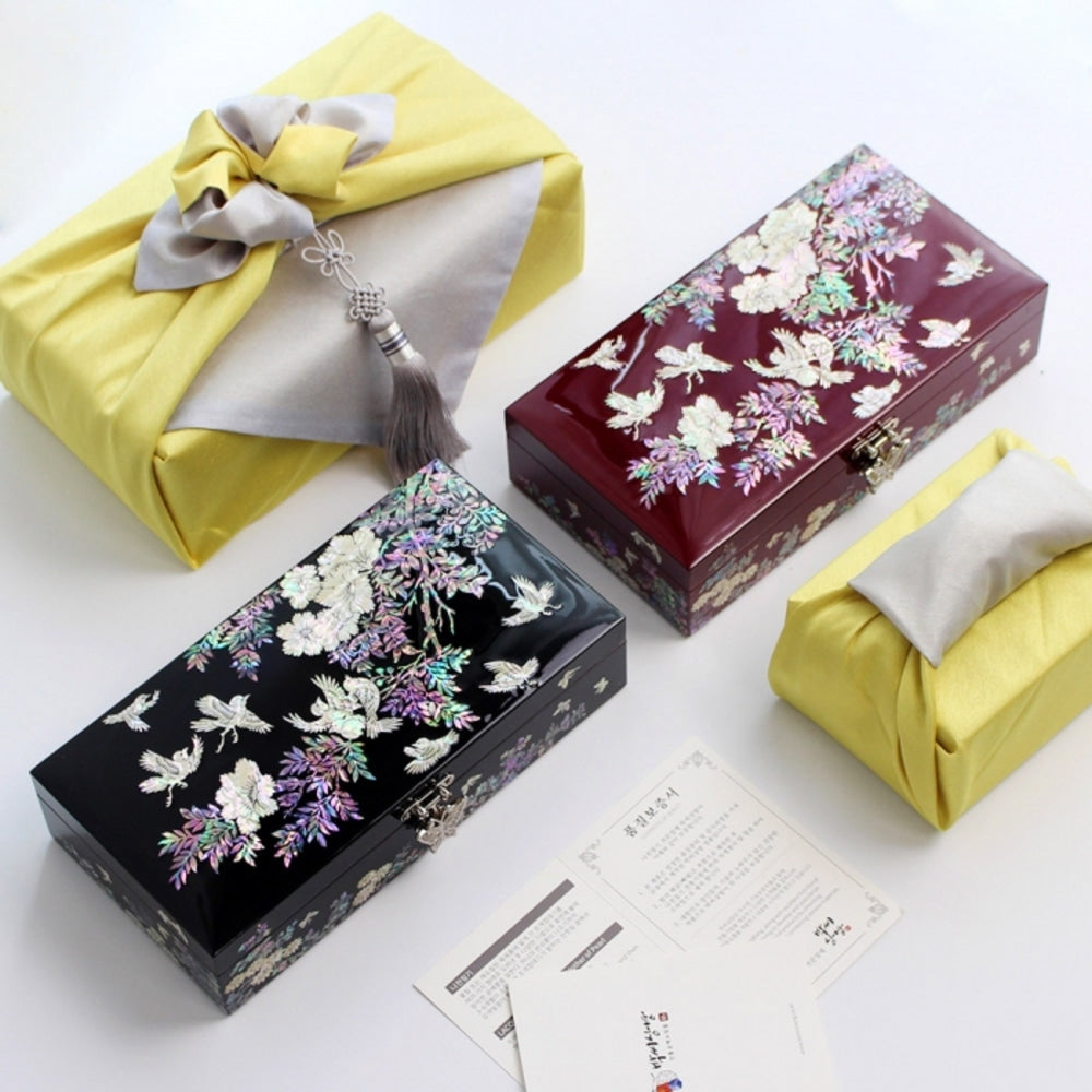 Najeonchilgi 1-Tier Butterfly Garden Yedan Jewelry Box H Jewelry Box Yedan Wedding Gift Box Mother of Pearl, 23 cm