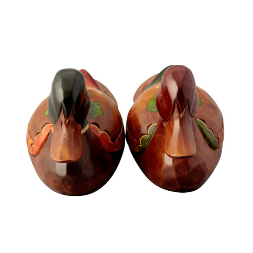 Medium Wooden Mandarin Duck — Lotus - DE0149