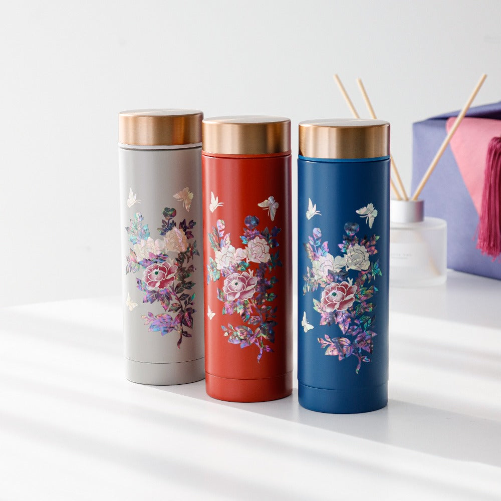 Najeonchilgi Painted Peony Stainless Steel Mother of Pearl Tumbler 300ml