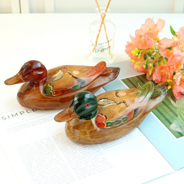 Premium Moon Crane Duck Set (Medium) Wood Carved Wedding Pyebaek Box Dragon