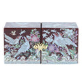 Glossy Flowers & Birds Pattern Double Lidded Jewelry Box (Red) Small