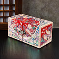 Round Crane & Pine Double Lidded Mother of Pearl Jewelry Box (Small, Red, Oh Myung-ho)