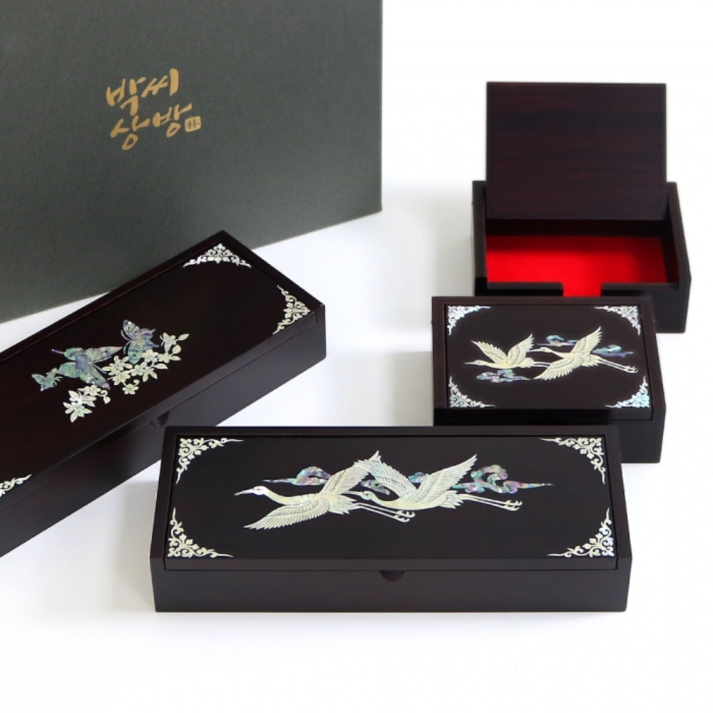 Najeonchilgi Mother of Pearl Business Card Case & Pen Case (Deluxe Auto-Open)