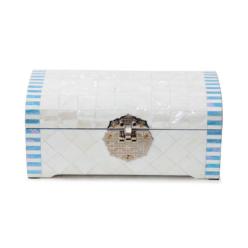 White Pearl Rounded 2-Tier Najeonchilgi Jewelry Box, 21 cm by Park In-ho