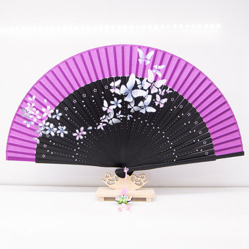 Silk & Ramie Hand Fan (Purple) - FN0061