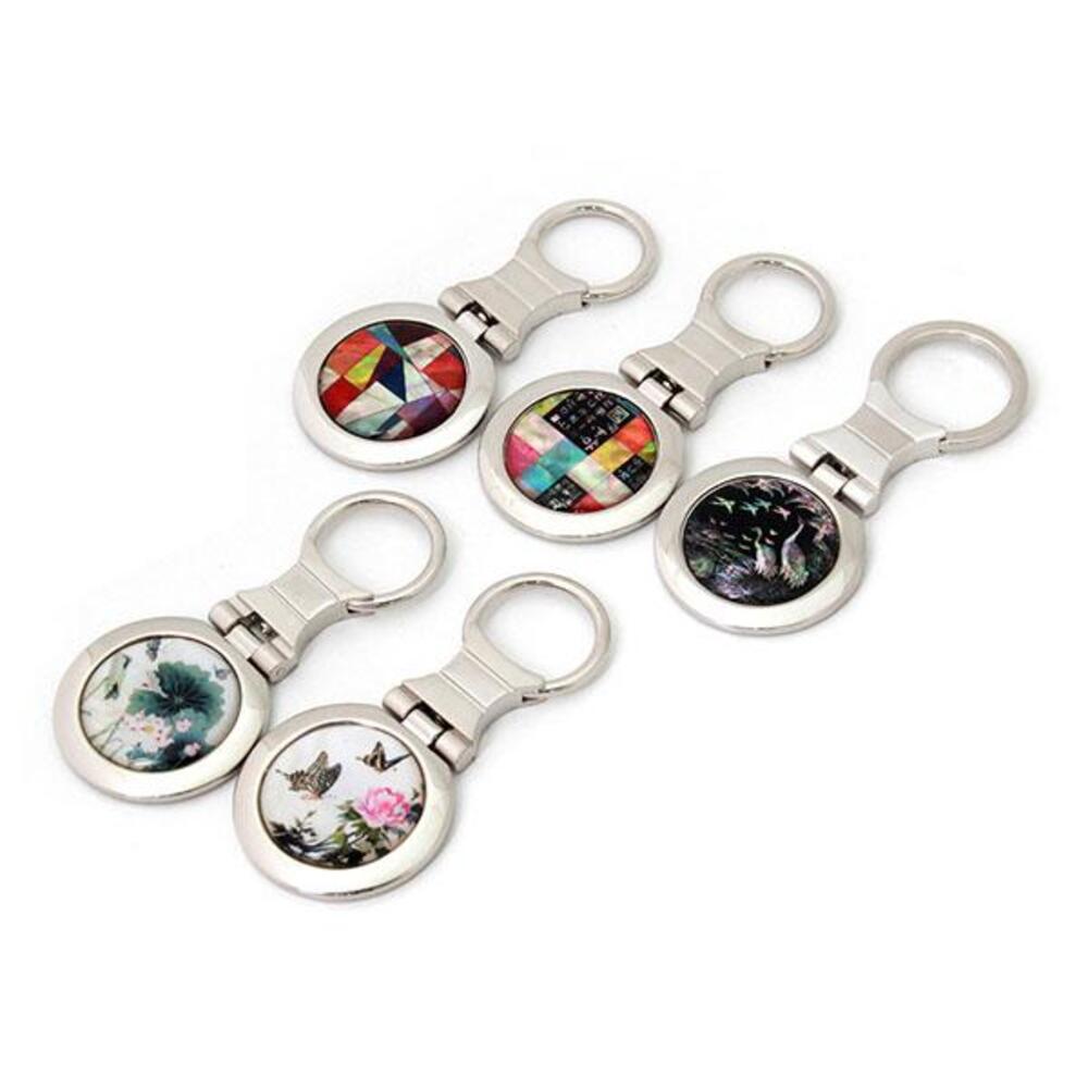 Najeon Round Keyring (Pine & Crane Jogakbo Patchwork Damhwa Butterfly)