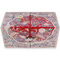 Round Crane & Pine Double Lidded Mother of Pearl Jewelry Box (Medium, Red) - Oh Myung-ho