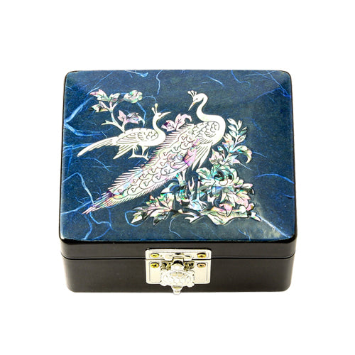 Blue Peacock - Hanji Turtle Jewelry Box