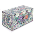 Peony Oval Border Double Lidded Mother of Pearl Jewelry Box (Large)