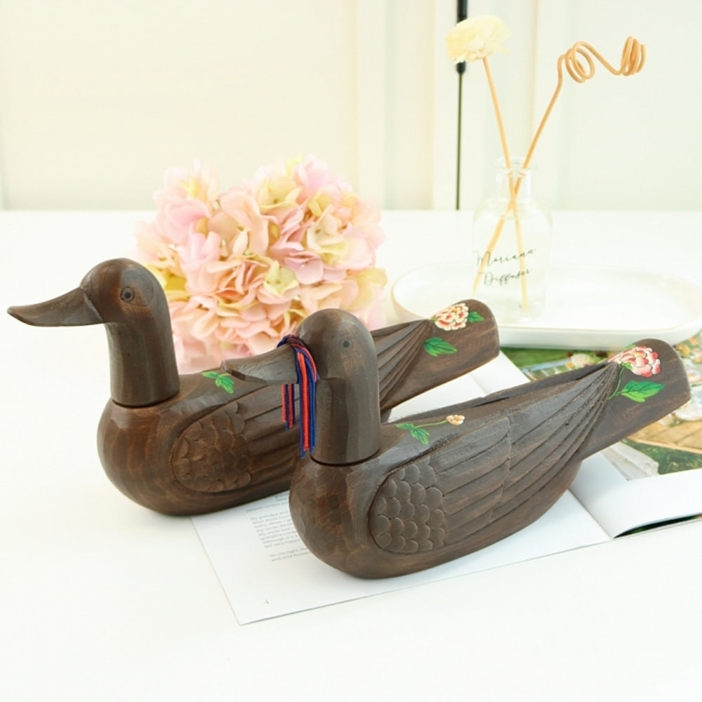 Wild Goose Wood Carved Set Peony Flower (Large) Wood Carved Box Wedding Pyebaek Box Wild Goose