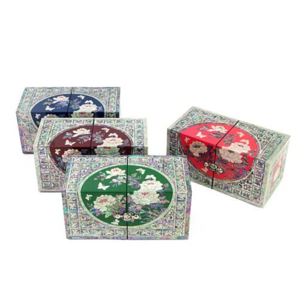Masterpiece Najeonchilgi Double-Lidded Large Peony of Wealth Secret Mother of Pearl Jewelry Box (Master Artisan Park Jin-seop)