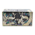 Crane & Pine Cloud Pattern Border Double Lidded Mother of Pearl Jewelry Box (Medium, Glossy, Oh Myung-ho)
