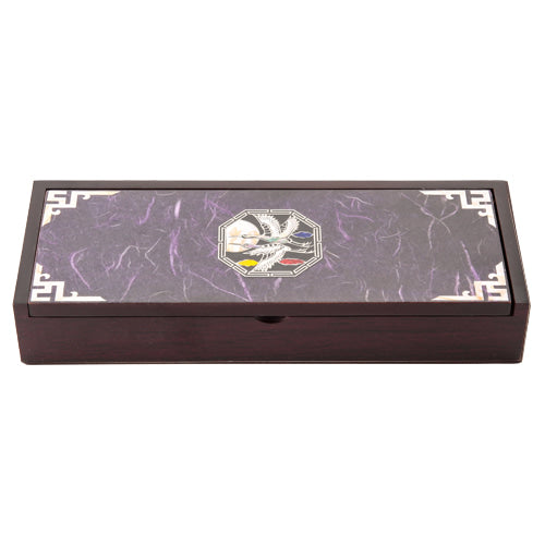 Hanji Mother-of-Pearl Pen Case — Octagonal Crane — Purple
