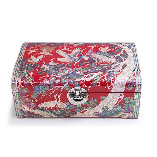 Peony Flower 1-Drawer Vanity Jewelry Box (Red) Small