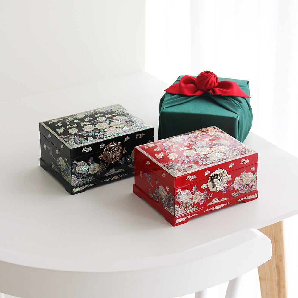 Najeonchilgi 2-Tier Mother of Pearl Jewelry Box Ring Yedan Wedding Gift Box