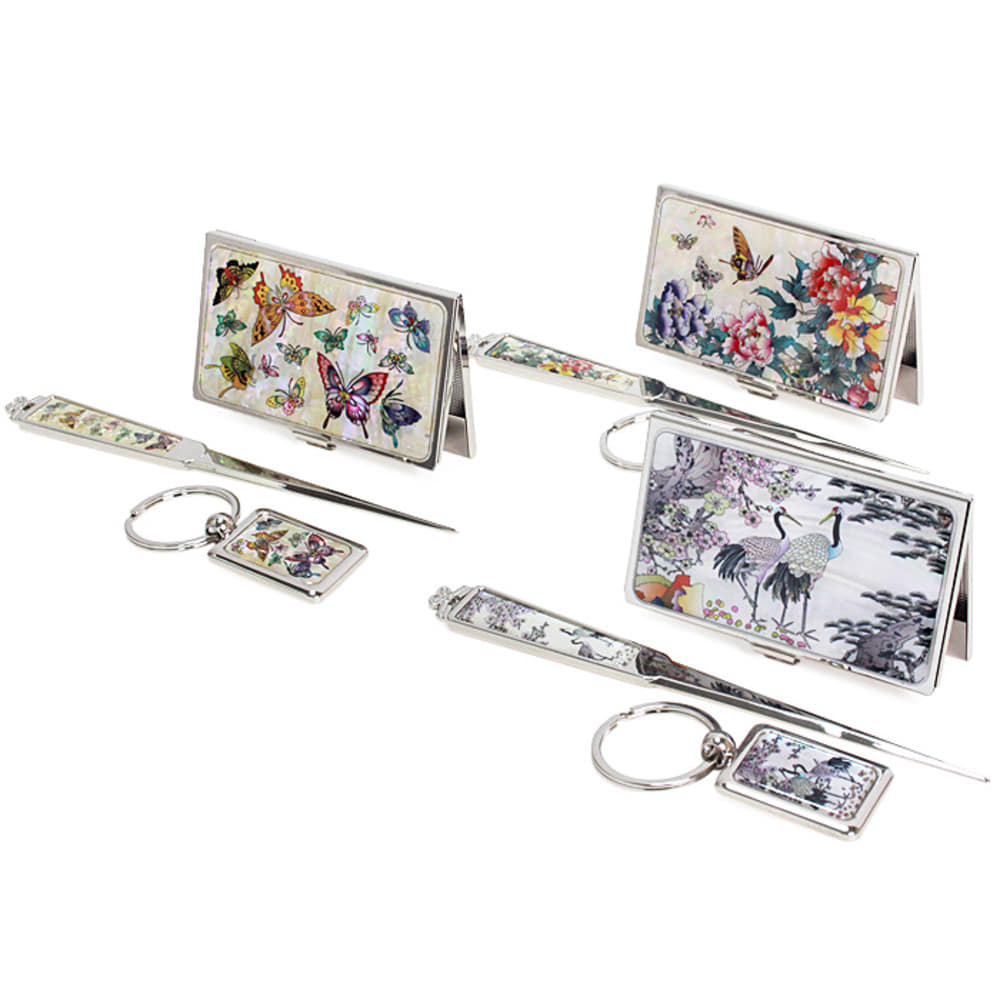 3-Piece Set: Letter Opener Keyring Business Card Case K(Butterfly)