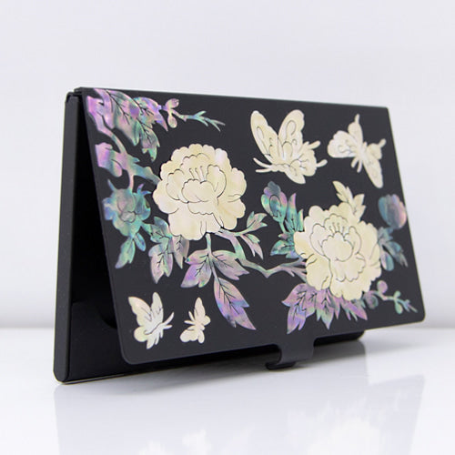 Najeon Chilgi Mother of Pearl Business Card Case — Peony - OF0087
