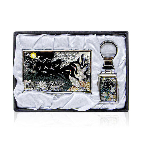 Najeon Chilgi Mother of Pearl Business Card Case Set — Pine & Crane - OF0159