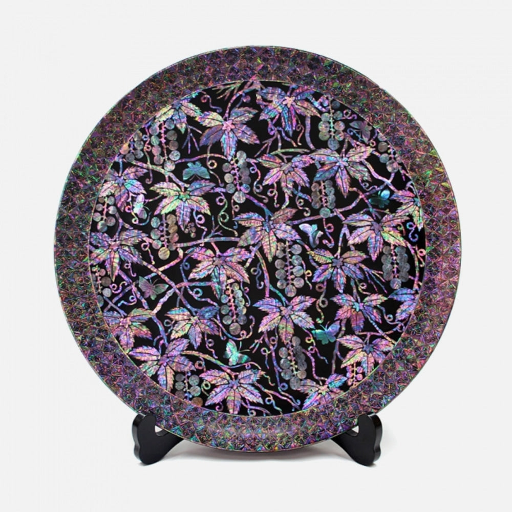 Masterpiece Najeon Ottchil Lacquer Tray Grape Black (Master Artisan Jang Tae-bok)