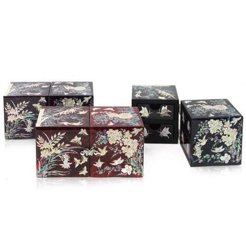 Hanji Double-Lidded Large (Four Gentlemen) Secret Mother of Pearl Jewelry Box