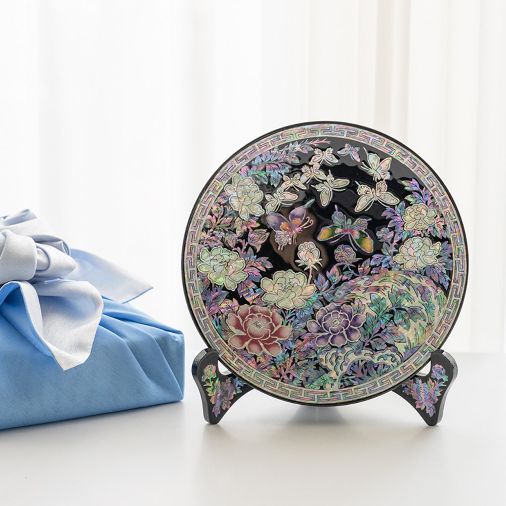 Najeon Chilgi Mother of Pearl Plate & Tray — Peony - DE0058