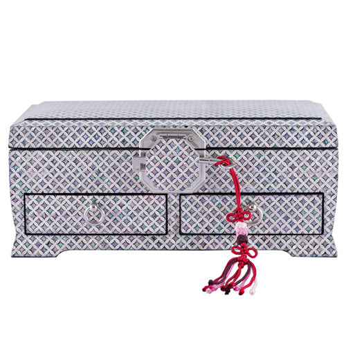 Seven Treasures Pattern (Diamond)Pattern 2-Drawer Left Jewelry Box- by Park In-ho
